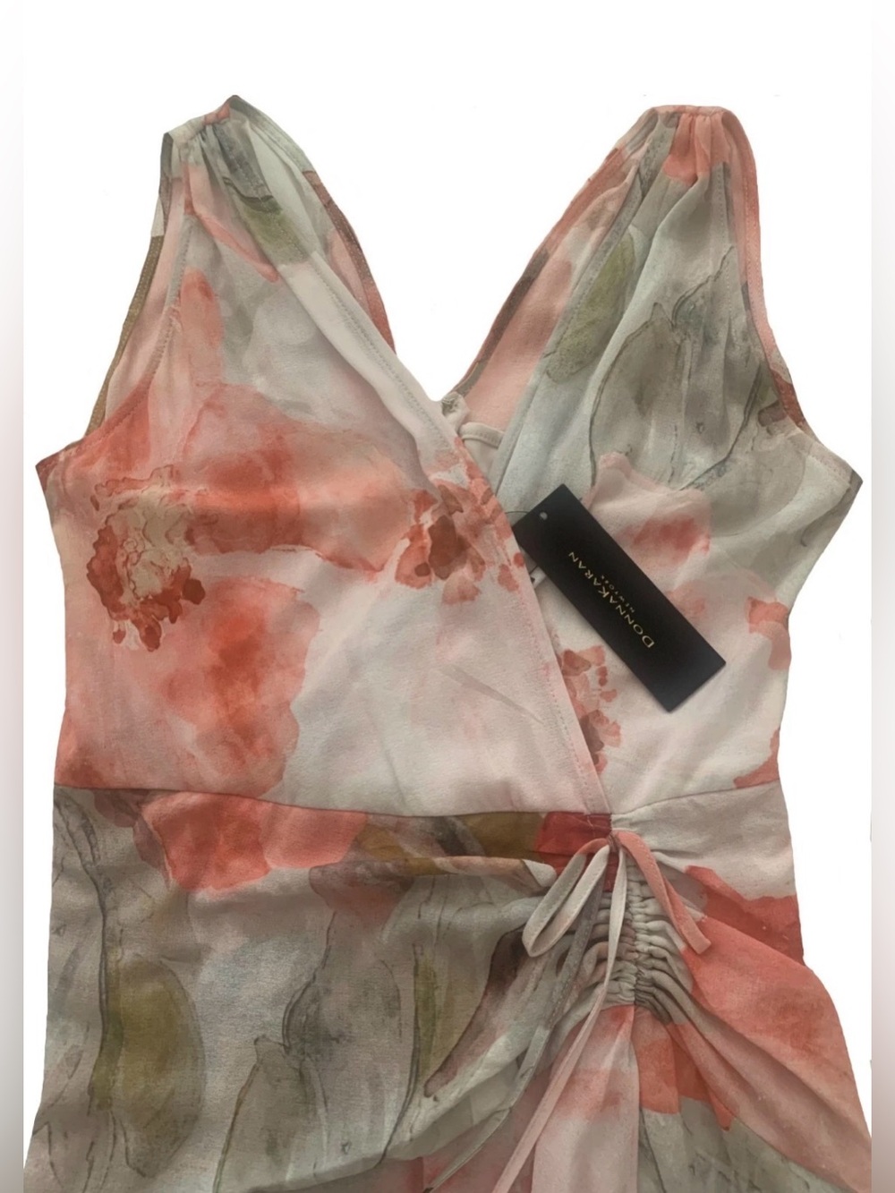 NEW Women's Size 8 Donna Karan NY Floral Chiffon A Line Dress Pinks $159 - Picture 6 of 15